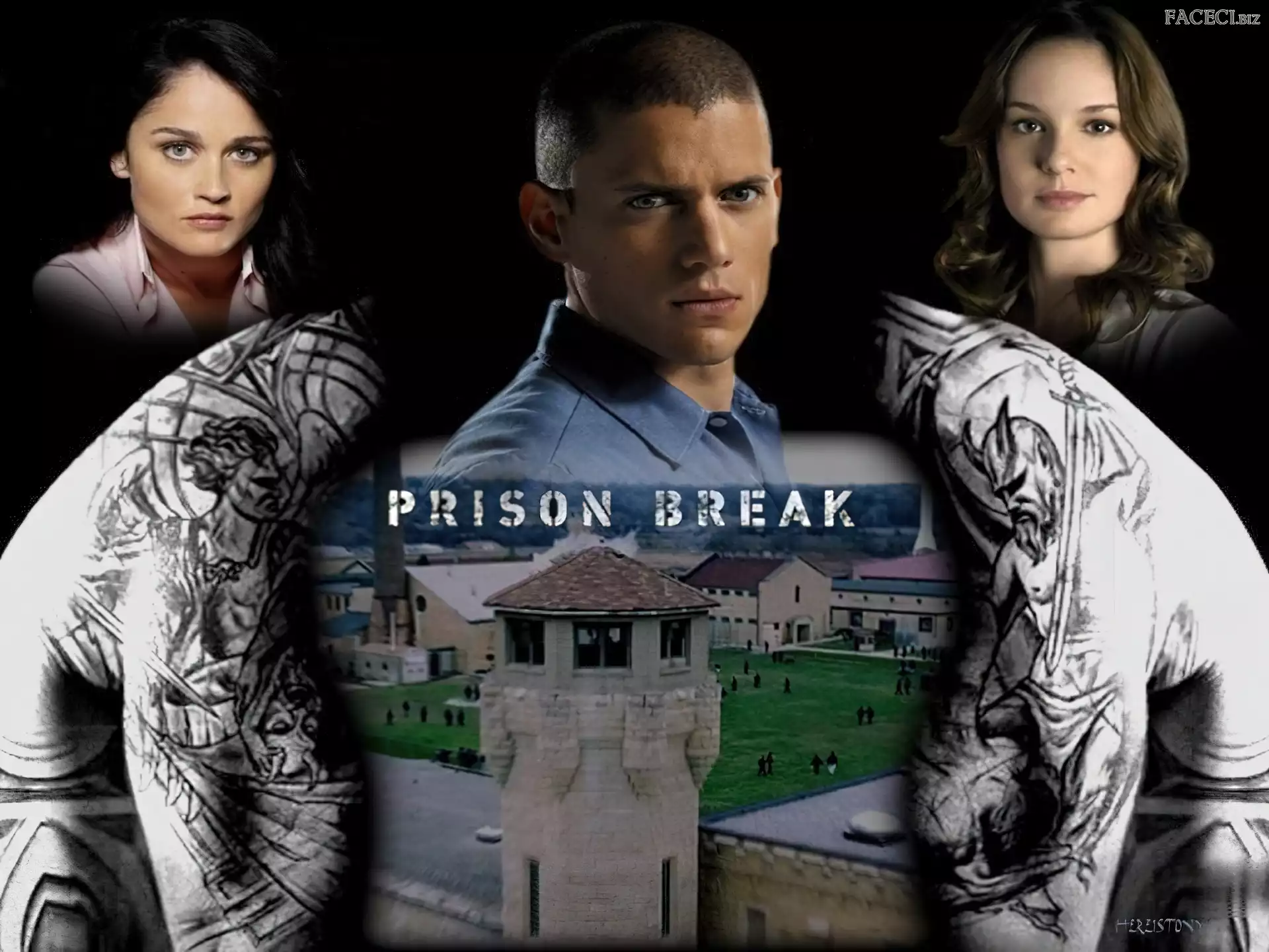 Wentworth Miller, plecy, Prison Break, Robin Tunney, Sarah Wayne Callies, Skazany na śmierć, wieża